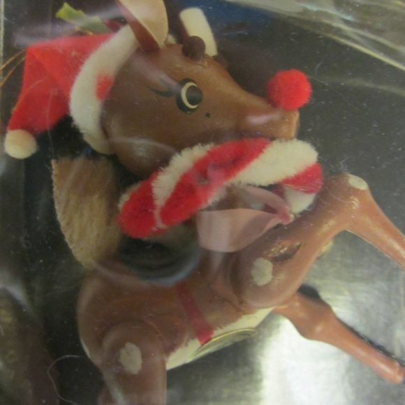 VINTAGE 70'S RED NOSE REINDEER WOODEN ORNAMENT IN ORIGINAL PKG, PRICE PRODUCTS, - Picture 4 of 10